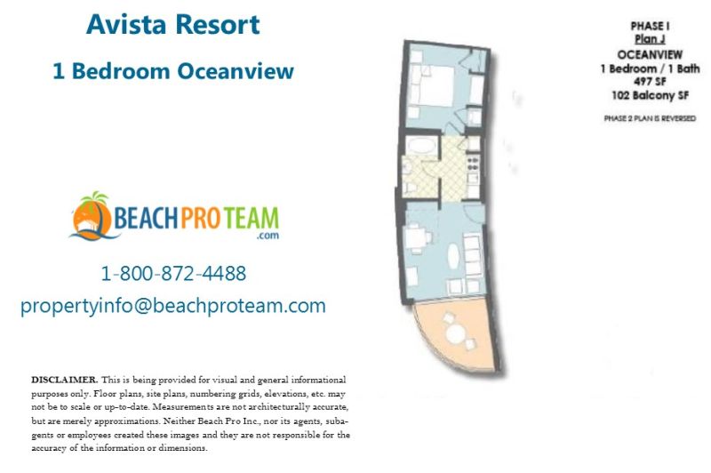 Avista Resort Floor Plan J - 1 Bedroom Ocean View